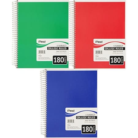Mead Products Mead Products MEA05682 Spiral 5 Subject Notebook Cr 180 Ct MEA05682